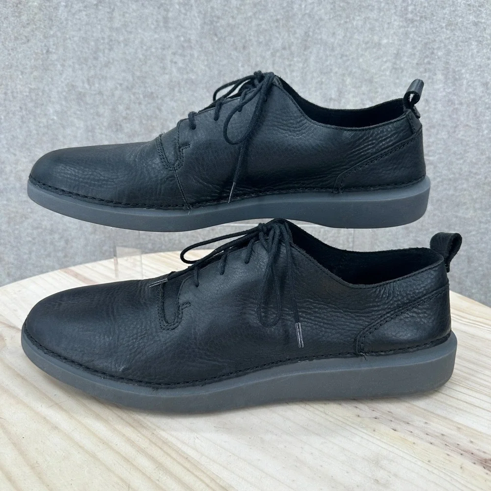 Clarks Hale Lace Shoes Mens 13 Black Leather Casual Derby Oxfords Buttery Soft